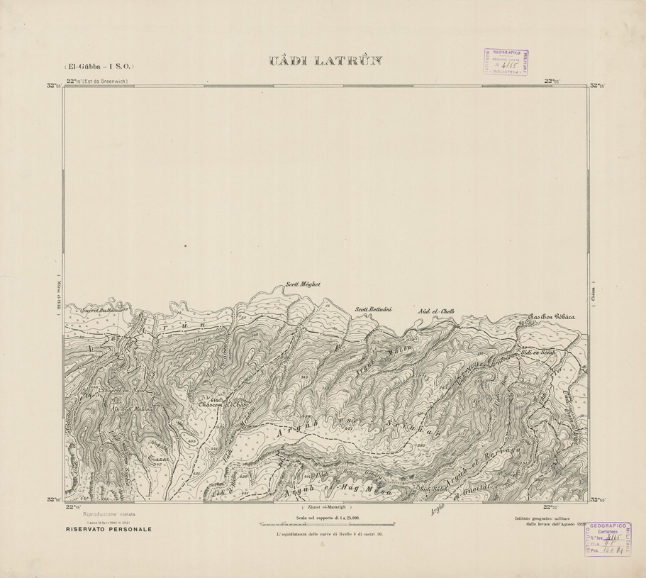 (N:2788) CARTA TOPOGRAFICA DELLA CIRENAICA AL 25.000 - EL-GUBBA I S. O. - Uadi Latrun (B0009607) Carte e stampe antiche: riproduzione a colori su carta (formato A2)