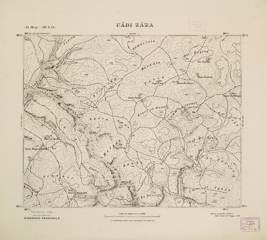 (N:2789) CARTA TOPOGRAFICA DELLA CIRENAICA AL 25.000 - EL-MERG III S. O. - Uadi Zaza (B0009620) Carte e stampe antiche: riproduzione a colori su carta (formato A2)