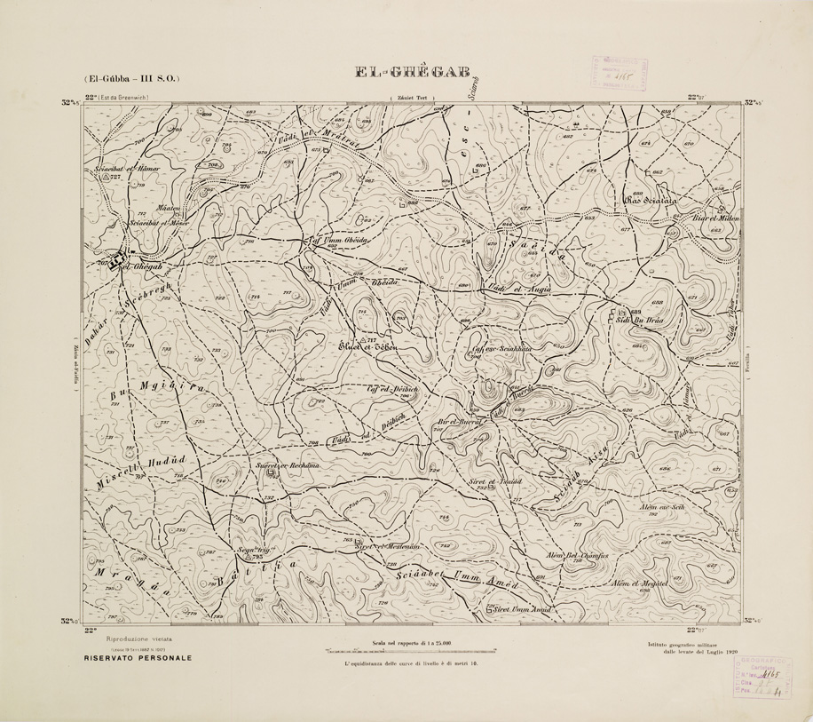 (N:2751) CARTA TOPOGRAFICA DELLA CIRENAICA AL 25.000 - EL-GUBBA III S. O. - El-Ghegab (B0009621) Carte e stampe antiche: riproduzione a colori su carta (formato A2)