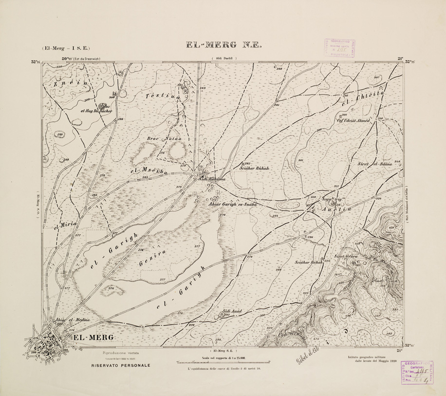 (N:2756) CARTA TOPOGRAFICA DELLA CIRENAICA AL 25.000 - EL-MERG I S. E. - El-Merg N. E. (B0009626) Carte e stampe antiche: riproduzione a colori su carta (formato A2)