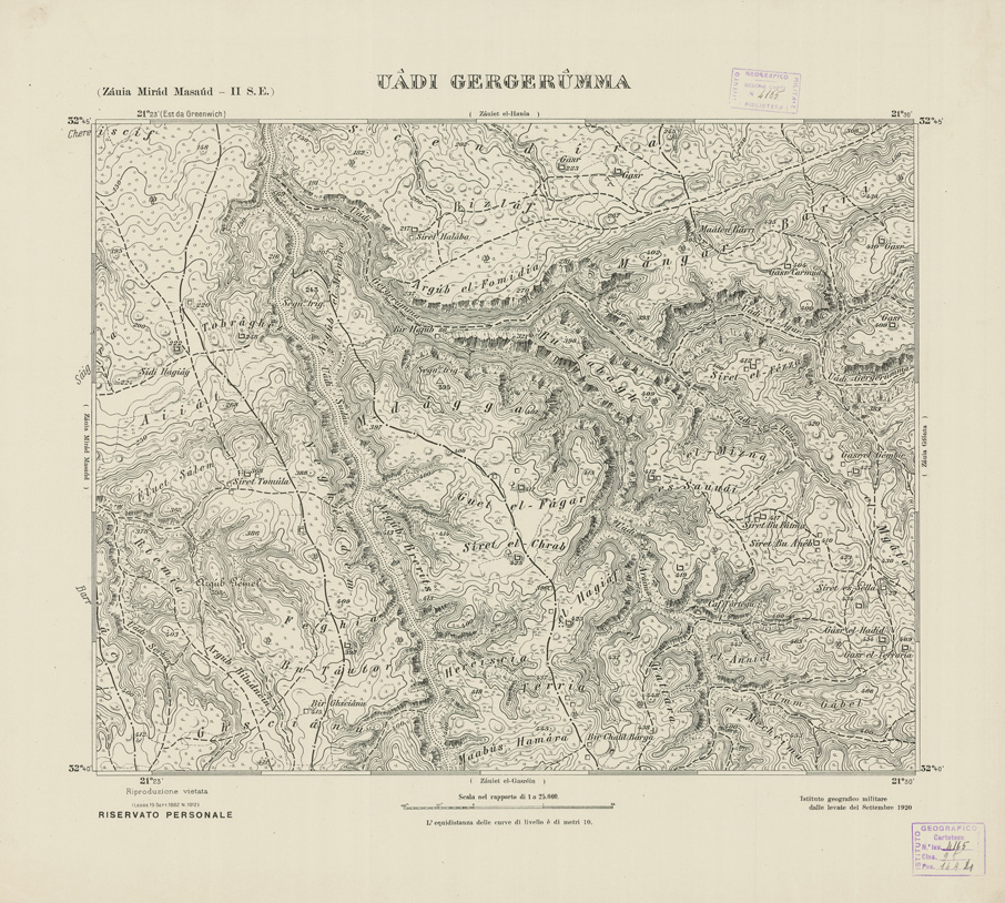 (N:2786) CARTA TOPOGRAFICA DELLA CIRENAICA AL 25.000 - ZAUIA MIRAD MASAUD II S. E. - Uadi Gergerumma (B0009630) Carte e stampe antiche: riproduzione a colori su carta (formato A2)