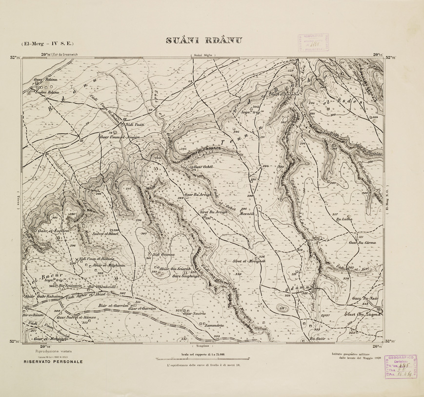 (N:2779) CARTA TOPOGRAFICA DELLA CIRENAICA AL 25.000 - EL-MERG IV S. E. - Suani Rdanu (B0009640) Carte e stampe antiche: riproduzione a colori su carta (formato A2)