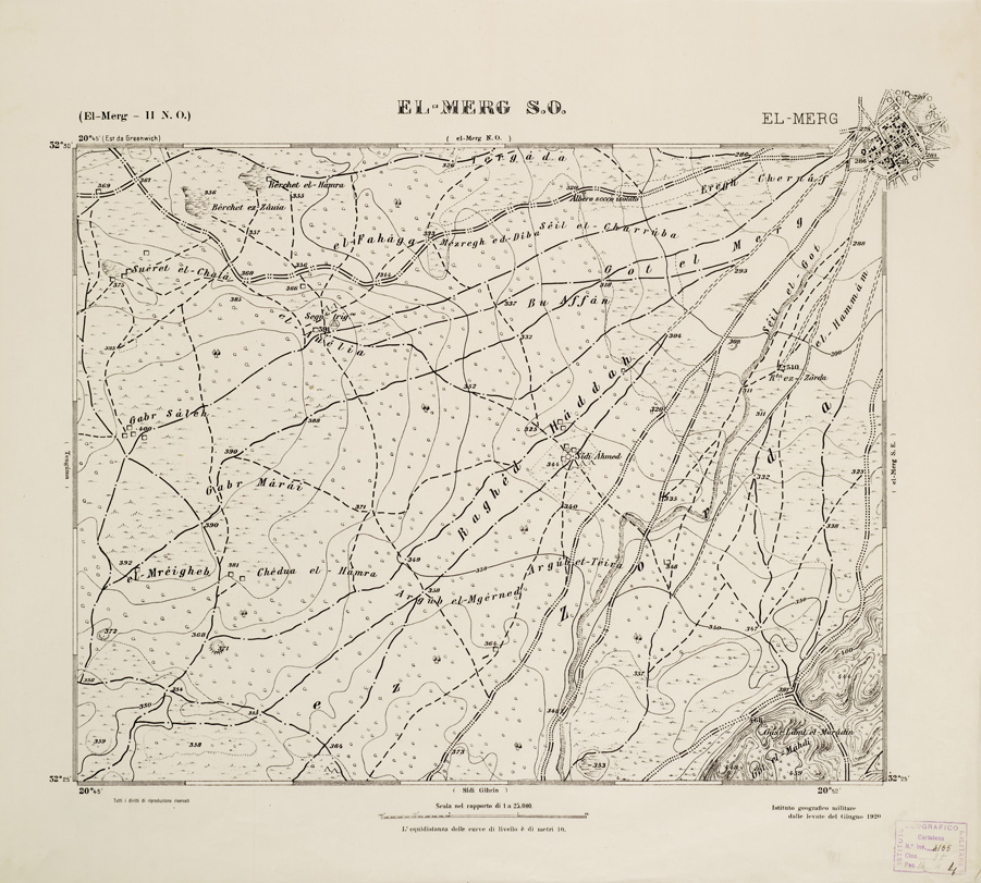 (N:2759) CARTA TOPOGRAFICA DELLA CIRENAICA AL 25.000 - EL-MERG II N. O. - El-Merg S. O. (B0009646) Carte e stampe antiche: riproduzione a colori su carta (formato A2)