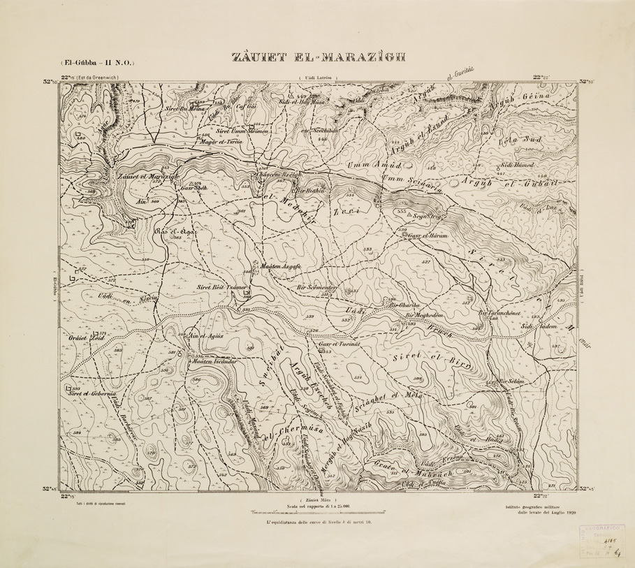(N:2792) CARTA TOPOGRAFICA DELLA CIRENAICA AL 25.000 - EL-GUBBA II N. O. - Zauiet El-Marazigh (B0009647) Carte e stampe antiche: riproduzione a colori su carta (formato A2)
