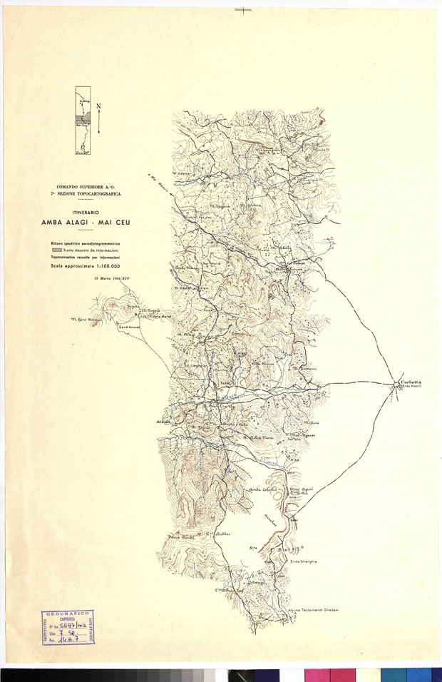 (N:159) ITINERARIO AMBA ALAGI - MAI CEU (B0009711) Carte e stampe antiche: riproduzione a colori su carta (formato A2)