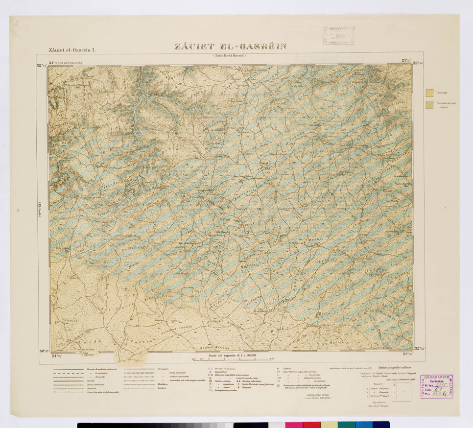 (N:7457) CARTA TOPOGRAFICA DELLA CIRENAICA ALLA SCALA DI 1:50.000 - ZAUIET EL-GASREIN I - Zauiet El-Gasrein (B0009728) Carte e stampe antiche: riproduzione a colori su carta (formato A2)