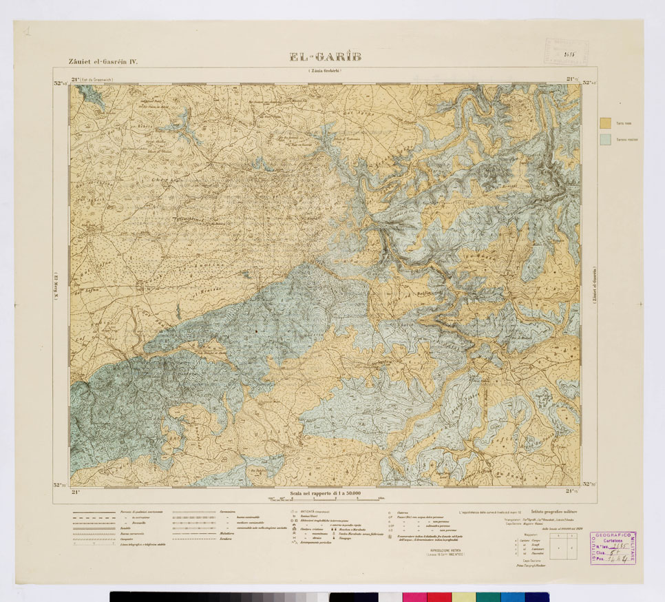 (N:7458) CARTA TOPOGRAFICA DELLA CIRENAICA ALLA SCALA DI 1:50.000 - ZAUIET EL-GASREIN IV - El-Garib (B0009729) Carte e stampe antiche: riproduzione a colori su carta (formato A2)