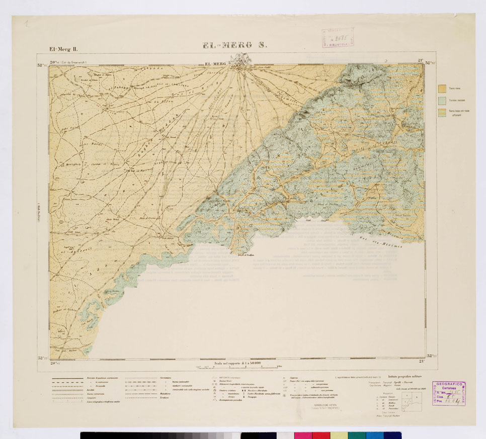 (N:7460) CARTA TOPOGRAFICA DELLA CIRENAICA ALLA SCALA DI 1:50.000 - EL-MERG II - El-Merg S. (B0009731) Carte e stampe antiche: riproduzione a colori su carta (formato A2)