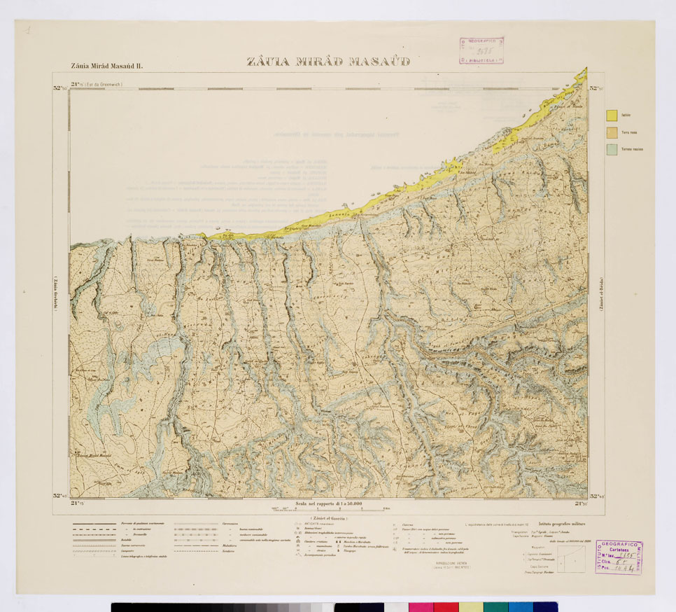(N:7464) CARTA TOPOGRAFICA DELLA CIRENAICA ALLA SCALA DI 1:50.000 - ZAUIA MIRAD MASAUD II - Zauia Mirad Masaud (B0009734) Carte e stampe antiche: riproduzione a colori su carta (formato A2)