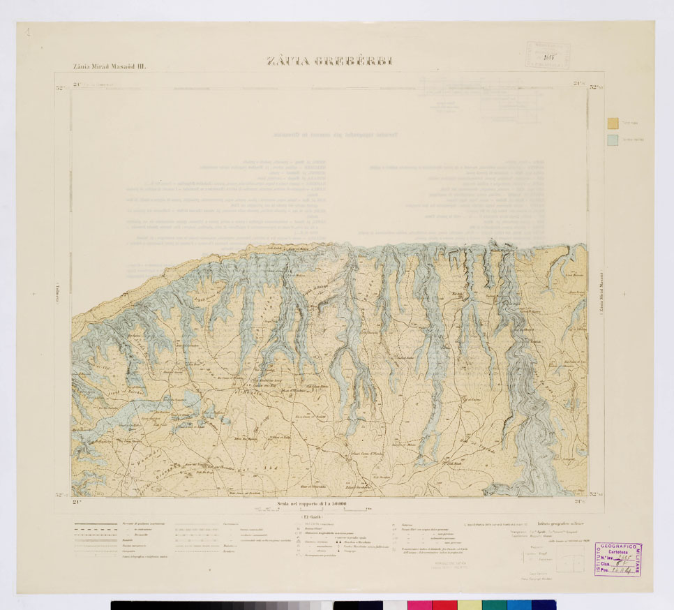 (N:7465) CARTA TOPOGRAFICA DELLA CIRENAICA ALLA SCALA DI 1:50.000 - ZAUIA MIRAD MASAUD III - Zauia Greberbi (B0009735) Carte e stampe antiche: riproduzione a colori su carta (formato A2)