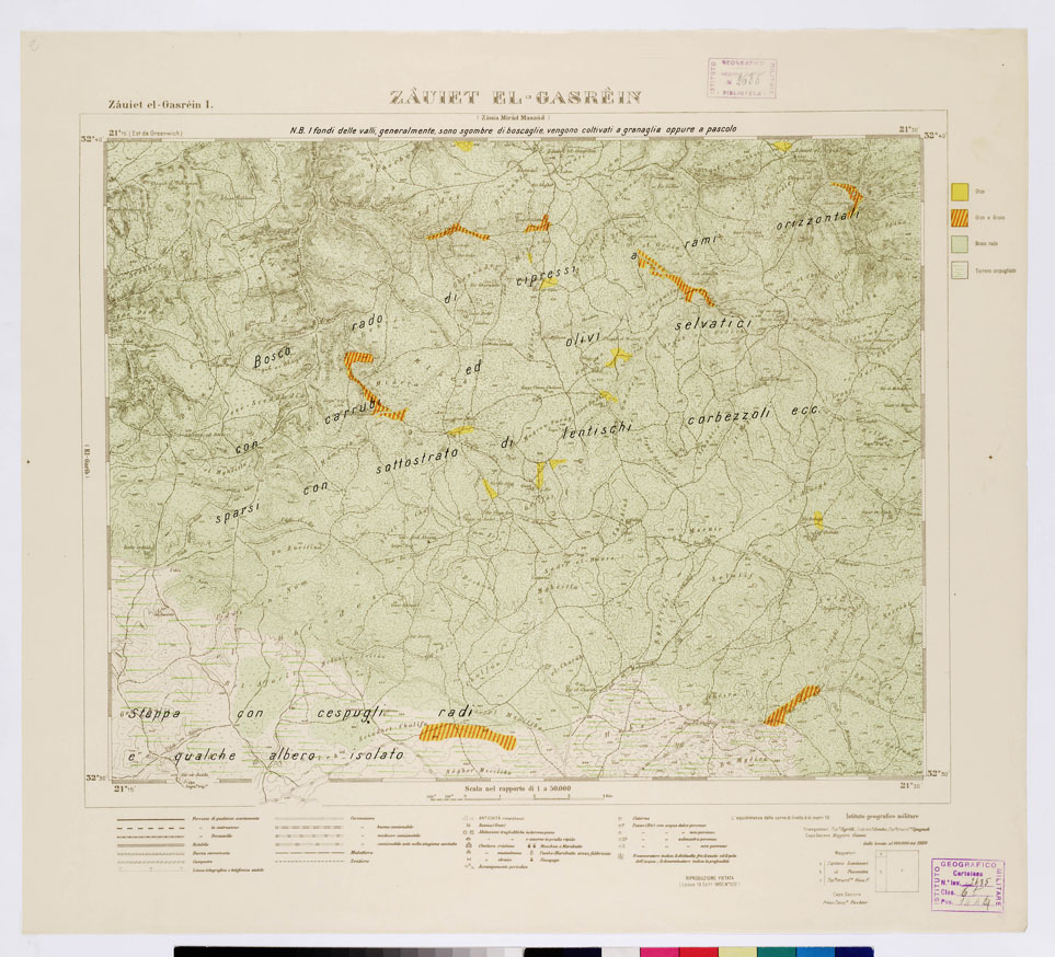 (N:7471) CARTA TOPOGRAFICA DELLA CIRENAICA ALLA SCALA DI 1:50.000 - ZAUIET EL-GASREIN I - Zauiet El-Gasrein (B0009748) Carte e stampe antiche: riproduzione a colori su carta (formato A2)