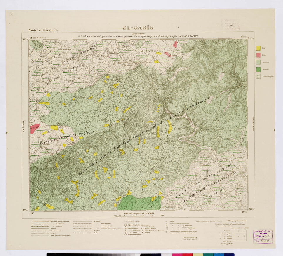 (N:7472) CARTA TOPOGRAFICA DELLA CIRENAICA ALLA SCALA DI 1:50.000 - ZAUIET EL-GASREIN IV - El-Garib (B0009749) Carte e stampe antiche: riproduzione a colori su carta (formato A2)
