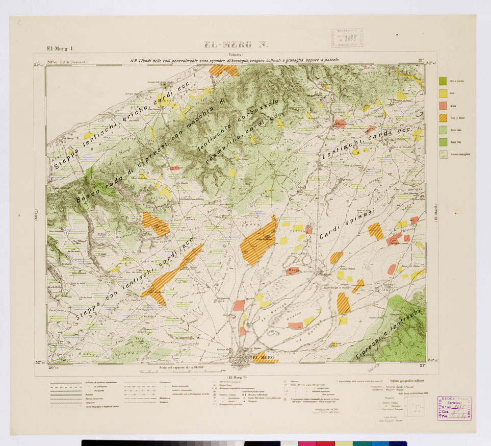 (N:7473) CARTA TOPOGRAFICA DELLA CIRENAICA ALLA SCALA DI 1:50.000 - EL-MERG I - El-Merg N. (B0009750) Carte e stampe antiche: riproduzione a colori su carta (formato A2)