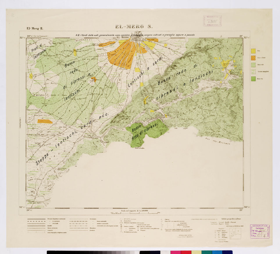(N:7474) CARTA TOPOGRAFICA DELLA CIRENAICA ALLA SCALA DI 1:50.000 - EL-MERG II - El-Merg S. (B0009751) Carte e stampe antiche: riproduzione a colori su carta (formato A2)