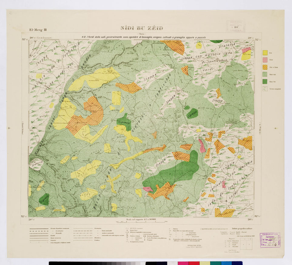 (N:7475) CARTA TOPOGRAFICA DELLA CIRENAICA ALLA SCALA DI 1:50.000 - EL-MERG III - Sidi Bu Zeid (B0009752) Carte e stampe antiche: riproduzione a colori su carta (formato A2)