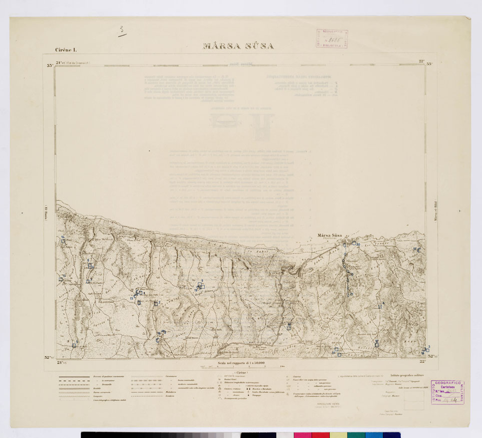 (N:7488) CARTA TOPOGRAFICA DELLA CIRENAICA ALLA SCALA DI 1:50.000 - CIRENE I - Marsa Susa (B0009758, B0009759) Carte e stampe antiche: riproduzione a colori su carta (formato A2)