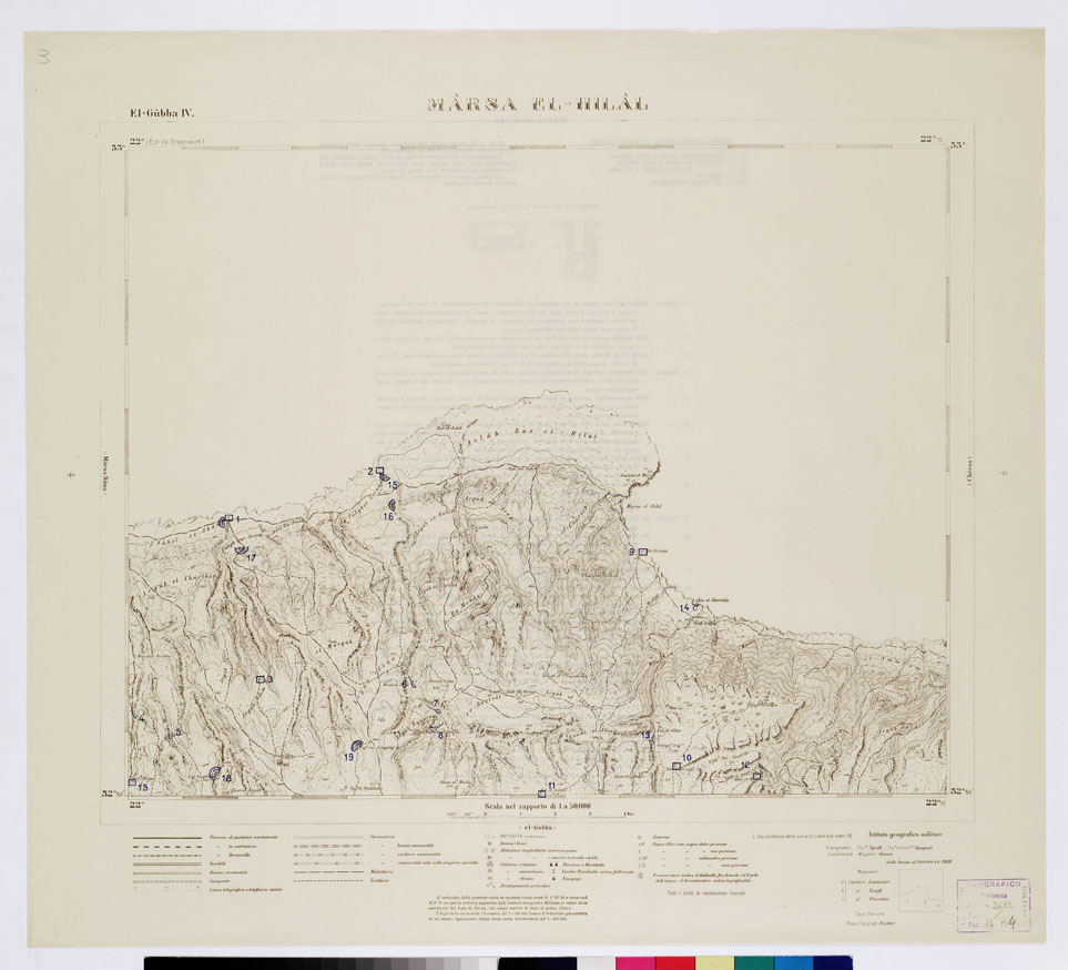 (N:7502) CARTA TOPOGRAFICA DELLA CIRENAICA ALLA SCALA DI 1:50.000 - EL-GUBBA IV - Marsa El-Hilal (B0009772, B0009773) Carte e stampe antiche: riproduzione a colori su carta (formato A2)
