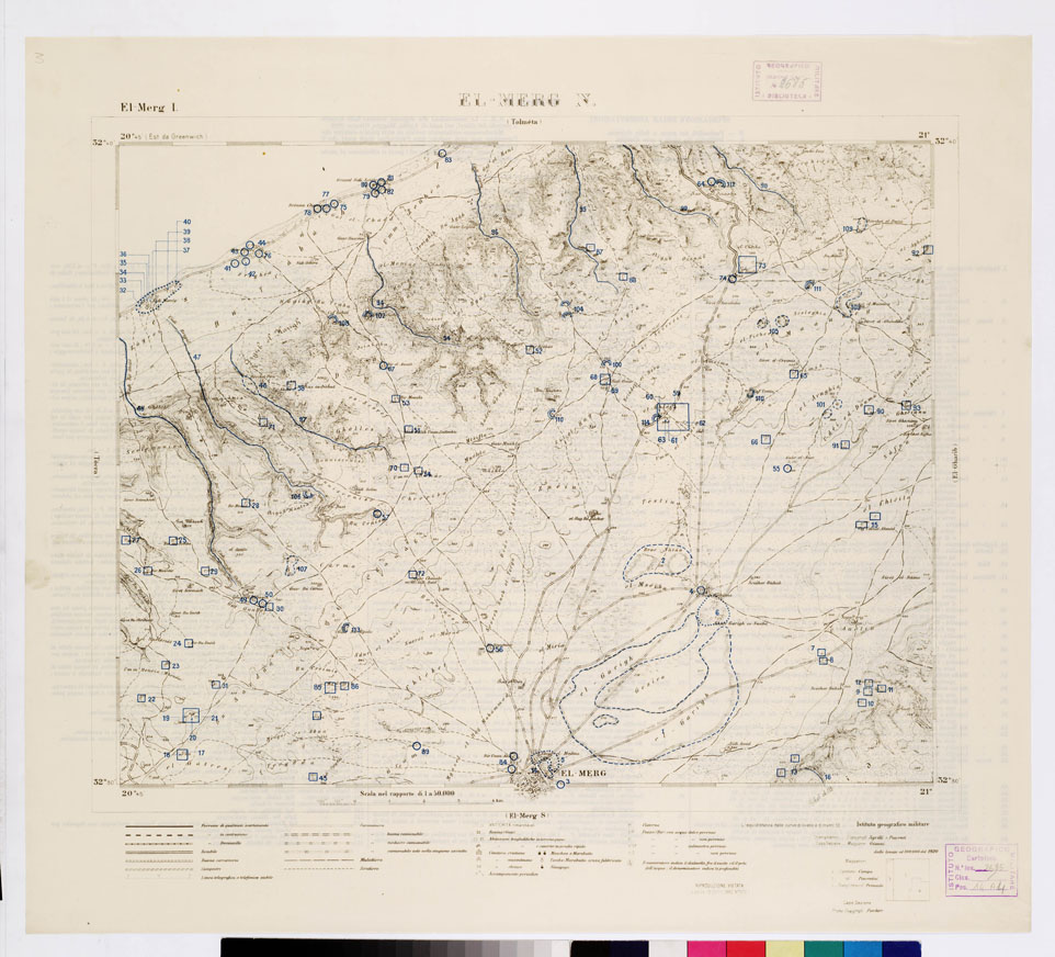 (N:7512) CARTA TOPOGRAFICA DELLA CIRENAICA ALLA SCALA DI 1:50.000 - EL-MERG I - El-Merg N. (B0009782, B0009783) Carte e stampe antiche: riproduzione a colori su carta (formato A2)