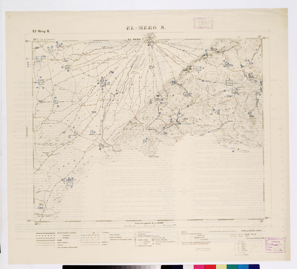 (N:7514) CARTA TOPOGRAFICA DELLA CIRENAICA ALLA SCALA DI 1:50.000 - EL-MERG II - El-Merg S. (B0009784, B0009785) Carte e stampe antiche: riproduzione a colori su carta (formato A2)