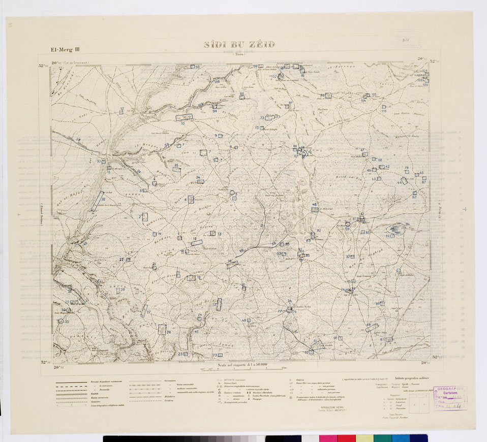 (N:7516) CARTA TOPOGRAFICA DELLA CIRENAICA ALLA SCALA DI 1:50.000 - EL-MERG III - Sidi Bu Zeid (B0009786, B0009787) Carte e stampe antiche: riproduzione a colori su carta (formato A2)