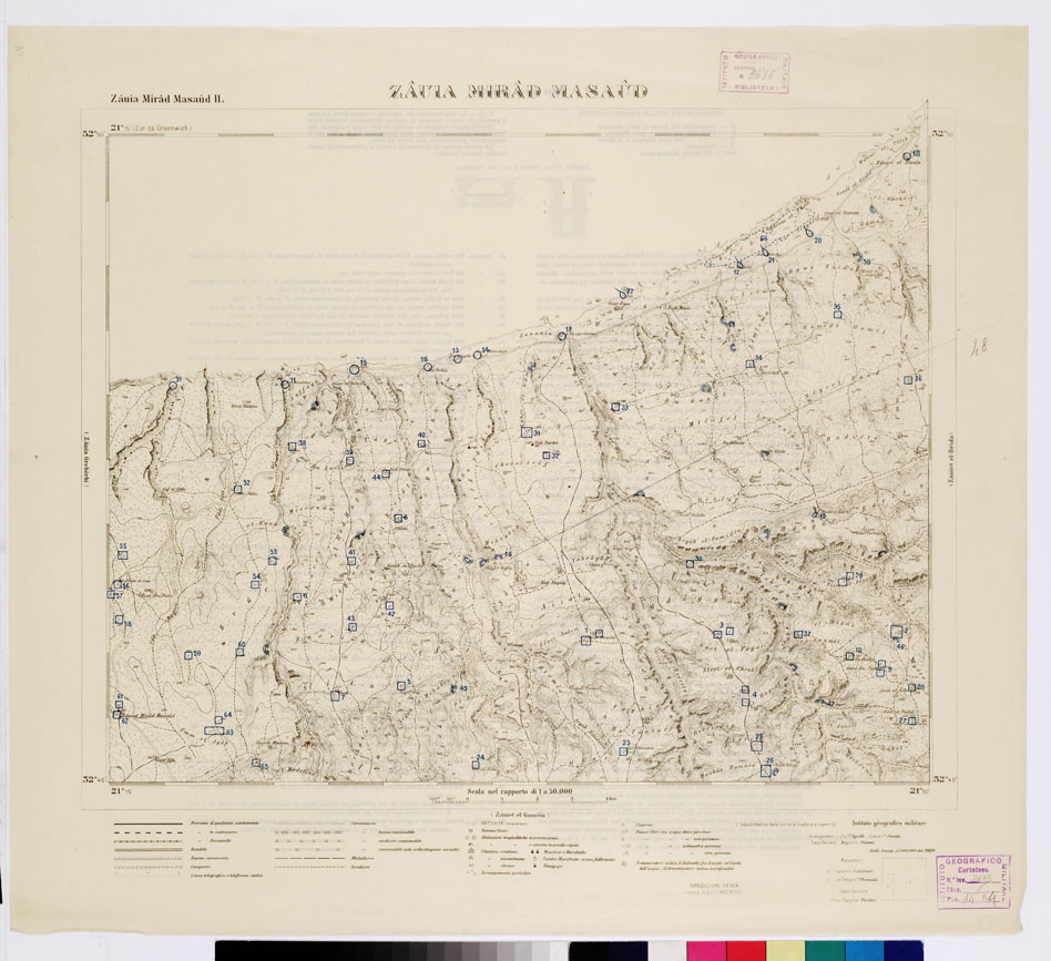 (N:7520) CARTA TOPOGRAFICA DELLA CIRENAICA ALLA SCALA DI 1:50.000 - ZAUIA MIRAD MASAUD II - Zauia Mirad Masaud (B0009790, B0009791) Carte e stampe antiche: riproduzione a colori su carta (formato A2)