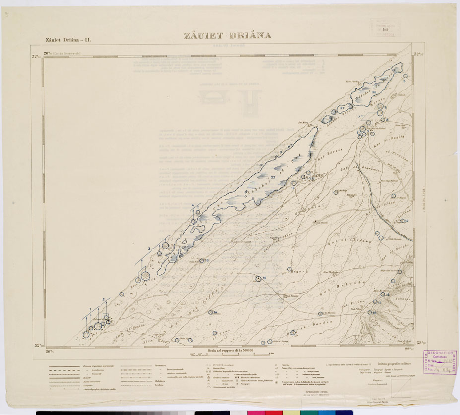 (N:7526) CARTA TOPOGRAFICA DELLA CIRENAICA ALLA SCALA DI 1:50.000 - ZAUIET DRIANA II - Zauiet Driana (B0009796, B0009797) Carte e stampe antiche: riproduzione a colori su carta (formato A2)