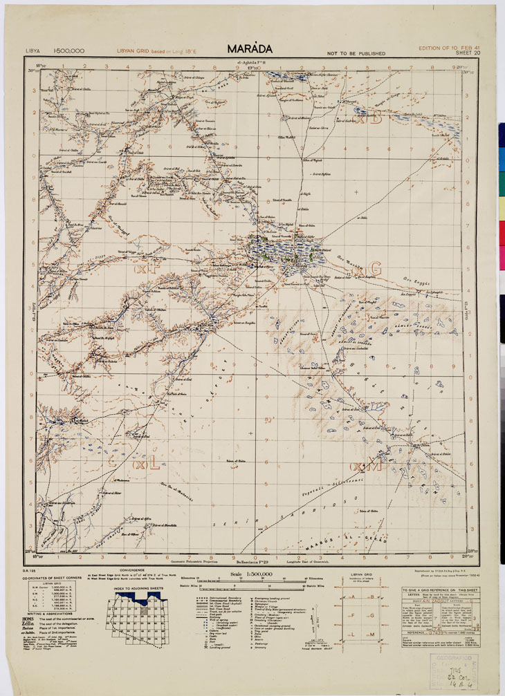 (N:11580) LIBYA (CARTA DERIVATA DAL 400.000 ITALIANO) - Marada (B0009814) Carte e stampe antiche: riproduzione a colori su carta (formato A2)