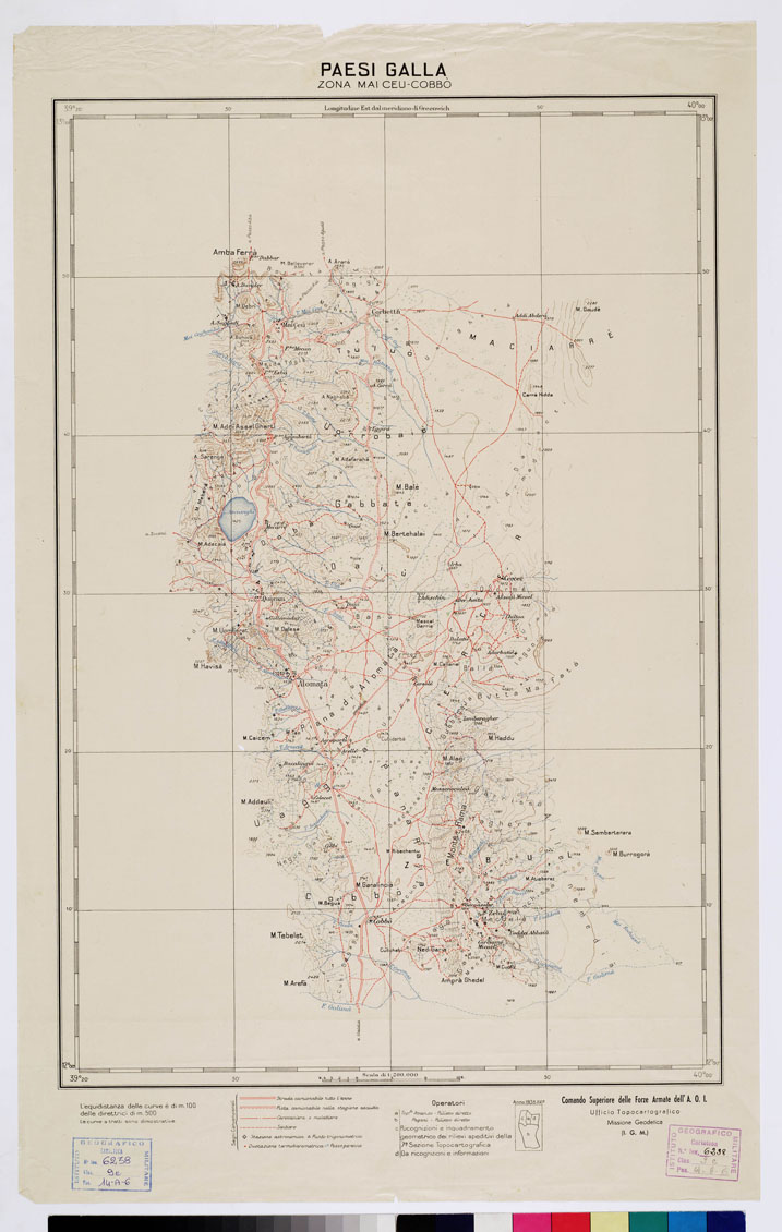 (N:13078) PAESI GALLA - ZONA MAI CEU-COBBO' (B0009843) Carte e stampe antiche: riproduzione a colori su carta (formato A2)