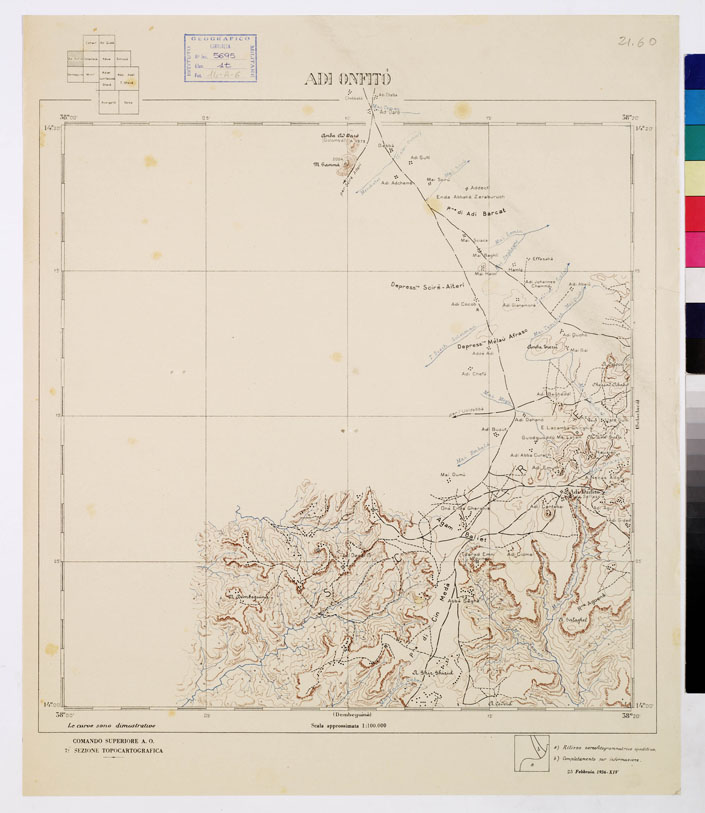(N:2457) CARTA DELL'AFRICA ORIENTALE ITALIANA - Adi Onfit (B0010066) Carte e stampe antiche: riproduzione a colori su carta (formato A2)