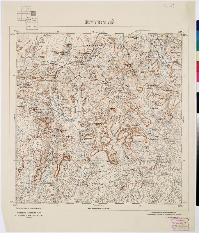 (N:2467) CARTA DELL'AFRICA ORIENTALE ITALIANA - Enticci (B0010071) Carte e stampe antiche: riproduzione a colori su carta (formato A2)