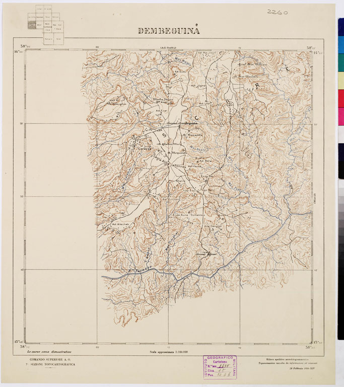 (N:2465) CARTA DELL'AFRICA ORIENTALE ITALIANA - Dembeguin (B0010072) Carte e stampe antiche: riproduzione a colori su carta (formato A2)