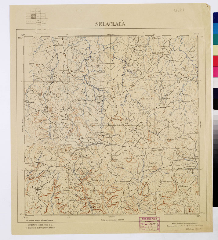 (N:2473) CARTA DELL'AFRICA ORIENTALE ITALIANA - Selaclac (B0010075) Carte e stampe antiche: riproduzione a colori su carta (formato A2)