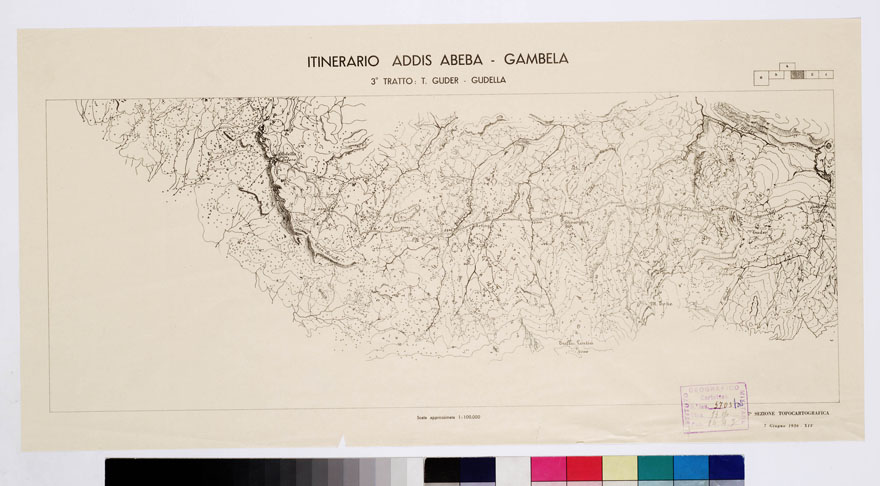 (N:11020) ITINERARIO ADDIS ABEBA - GAMBELA - 3 tratto: T. Guder-Gudella (B0010198) Carte e stampe antiche: riproduzione a colori su carta (formato A2)