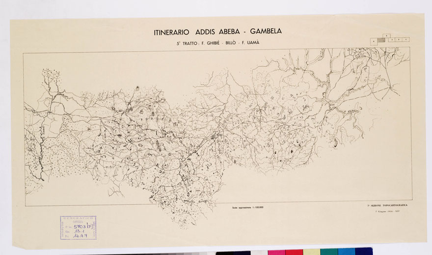 (N:11021) ITINERARIO ADDIS ABEBA - GAMBELA - 5 tratto: F. Ghibi-Bill-F. Uam (B0010199) Carte e stampe antiche: riproduzione a colori su carta (formato A2)