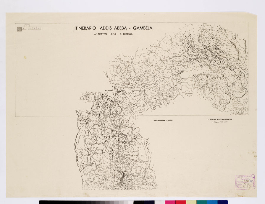 (N:11022) ITINERARIO ADDIS ABEBA - GAMBELA - 6 tratto: Lieca-F. Didessa (B0010200) Carte e stampe antiche: riproduzione a colori su carta (formato A2)