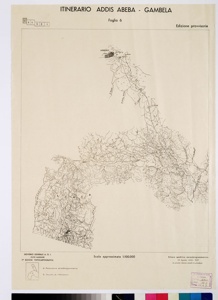(N:11026) ITINERARIO ADDIS ABEBA - GAMBELA - Foglio 6 (B0010204) Carte e stampe antiche: riproduzione a colori su carta (formato A2)
