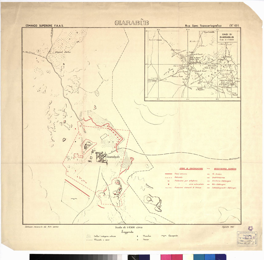 (N:10400) GIARABUB (OPERE DI FORTIFICAZIONI MILITARI) (B0010303) Carte e stampe antiche: riproduzione a colori su carta (formato A2)