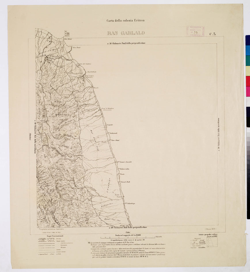 (N:7592) CARTA DEI POSSEDIMENTI ITALIANI IN AFRICA  RAS GABLALO C 3 
 (B0010328) Carte e stampe antiche: riproduzione a colori su carta (formato A2)