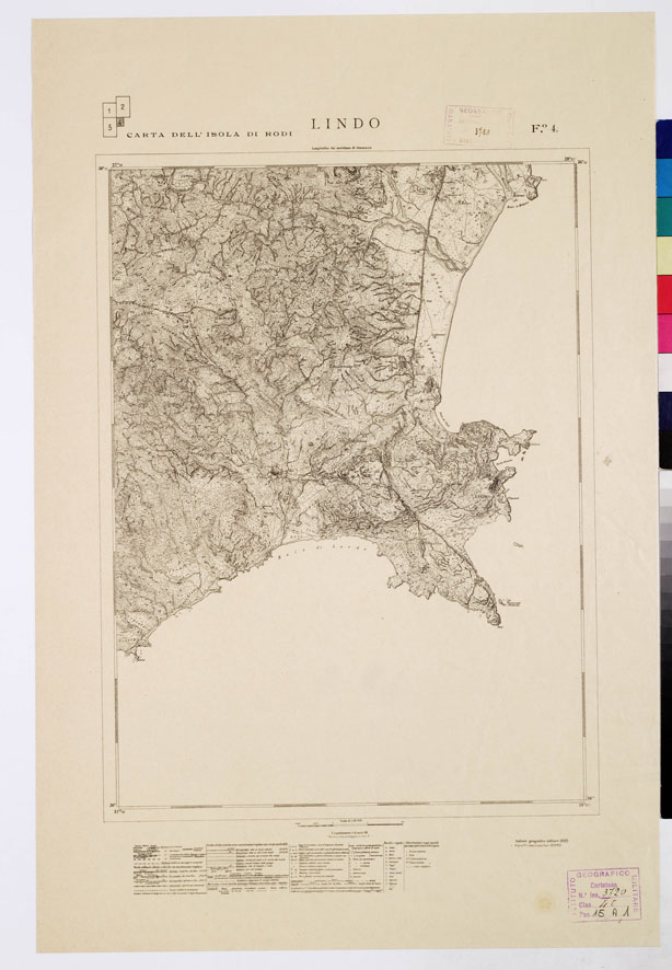 (N:15776) SCHIZZO DELL'ISOLA DI RODI - Fogli n. 4 - Foglio 4 LINDO (B0010425) Carte e stampe antiche: riproduzione a colori su carta (formato A2)