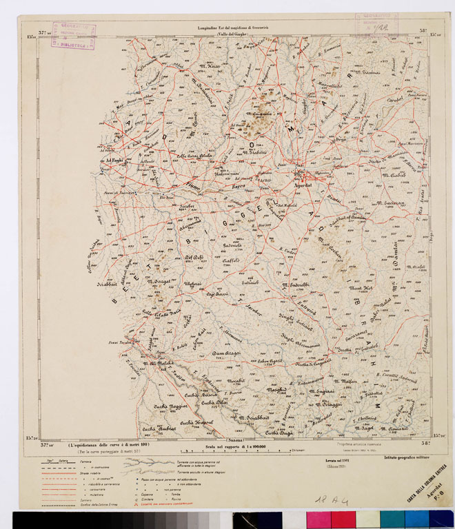 (N:2959) CARTA DELLA COLONIA ERITREA. I.G.M. - Foglio 8 - AGORDAT (B0010435) Carte e stampe antiche: riproduzione a colori su carta (formato A2)