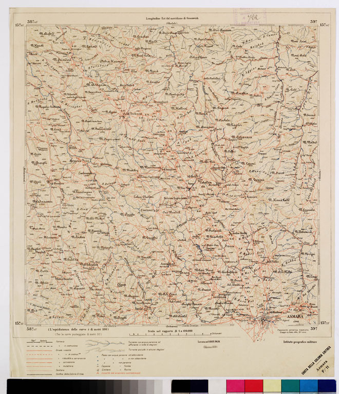 (N:2929) CARTA DELLA COLONIA ERITREA. I.G.M. - Foglio 11 - ASMARA (B0010438) Carte e stampe antiche: riproduzione a colori su carta (formato A2)