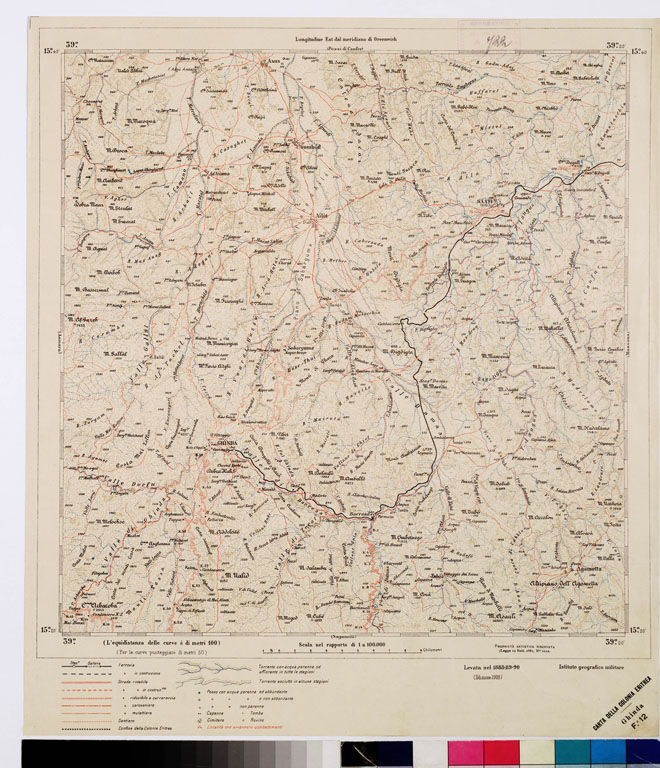 (N:2930) CARTA DELLA COLONIA ERITREA. I.G.M. - Foglio 12 - GHINDA (B0010439) Carte e stampe antiche: riproduzione a colori su carta (formato A2)