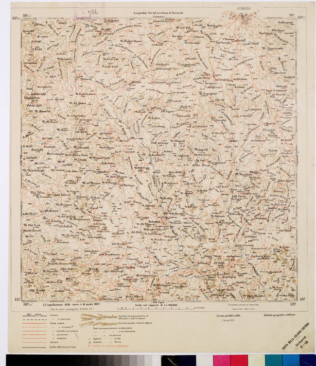 (N:2936) CARTA DELLA COLONIA ERITREA. I.G.M. - Foglio 18 - DE BAROA' (B0010445) Carte e stampe antiche: riproduzione a colori su carta (formato A2)