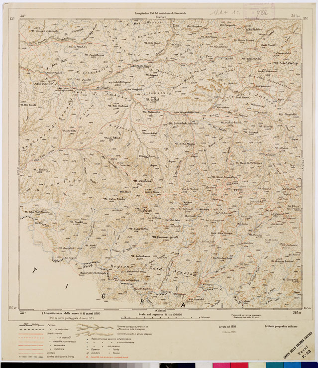 (N:2943) CARTA DELLA COLONIA ERITREA. I.G.M. - Foglio 23 TUCUL (B0010451) Carte e stampe antiche: riproduzione a colori su carta (formato A2)