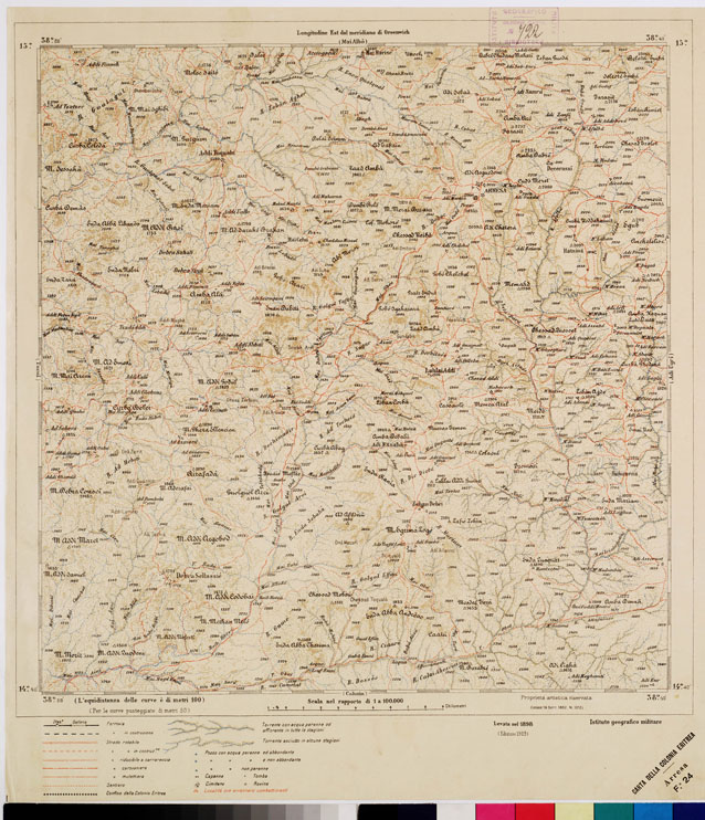 (N:2944) CARTA DELLA COLONIA ERITREA. I.G.M. - Foglio 24 - ARESA (B0010452) Carte e stampe antiche: riproduzione a colori su carta (formato A2)