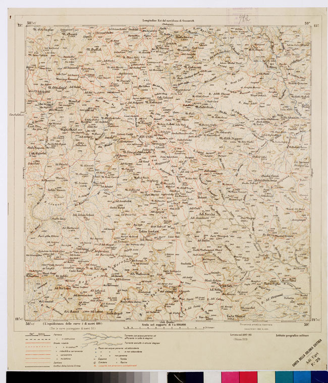 (N:2945) CARTA DELLA COLONIA ERITREA. I.G.M. - Foglio 25 - ADI UGRI (B0010453) Carte e stampe antiche: riproduzione a colori su carta (formato A2)