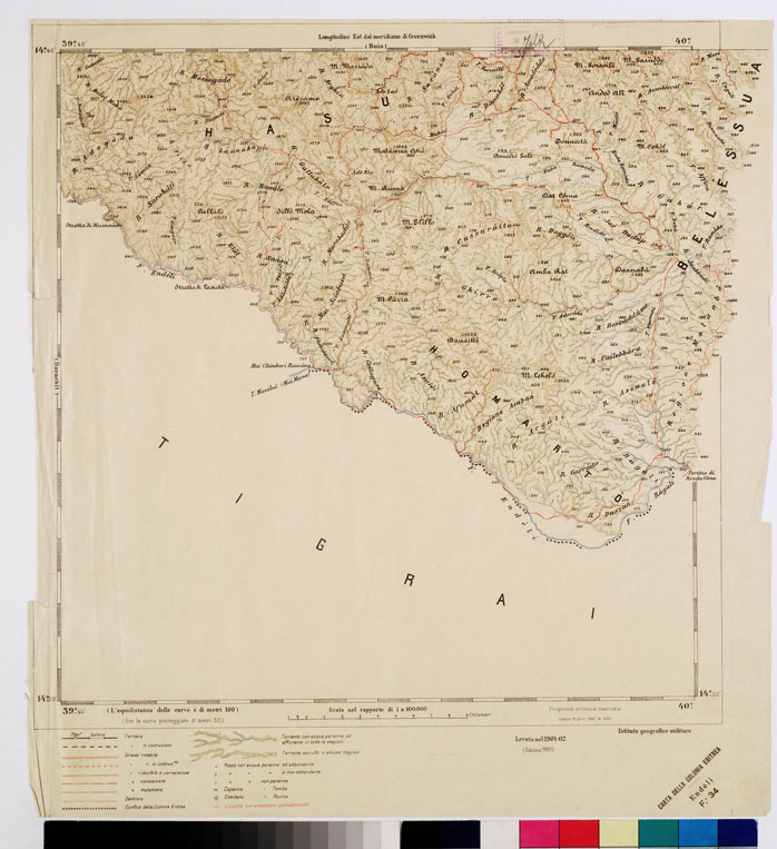 (N:2955) CARTA DELLA COLONIA ERITREA. I.G.M. - Foglio 34 - ENDELI (B0010462) Carte e stampe antiche: riproduzione a colori su carta (formato A2)