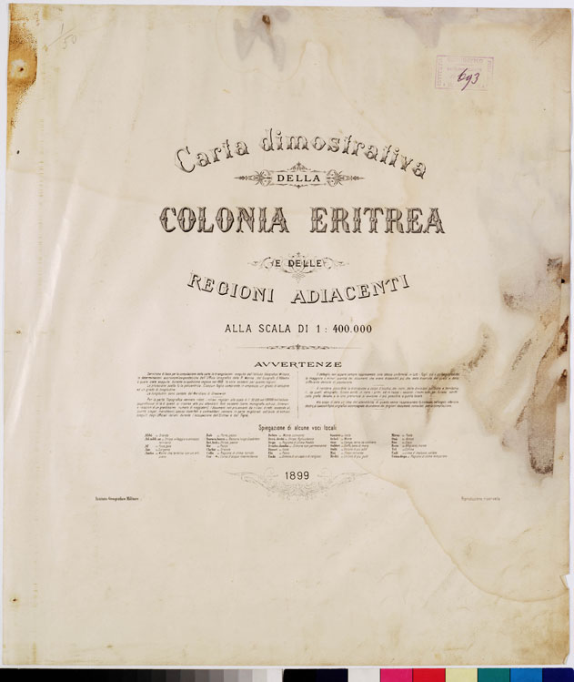 (N:4236) CARTA DIMOSTRATIVA DELLA COLONIA ERITREA E REGIONI ADIACENTI - TITOLO (B0010540) Carte e stampe antiche: riproduzione a colori su carta (formato A2)