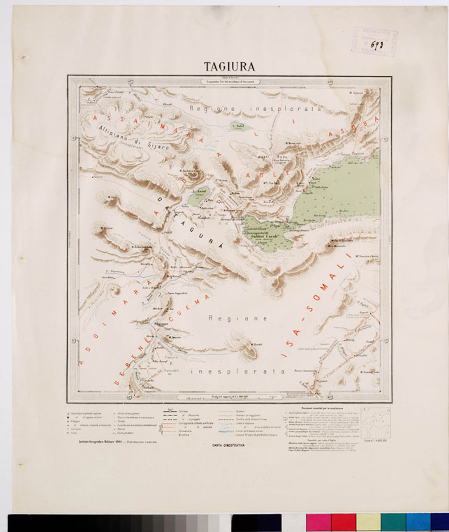(N:4235) CARTA DIMOSTRATIVA DELLA COLONIA ERITREA E REGIONI ADIACENTI - TAGIURA (B0010544) Carte e stampe antiche: riproduzione a colori su carta (formato A2)