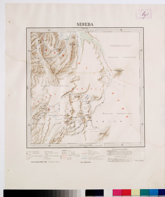 (N:4233) CARTA DIMOSTRATIVA DELLA COLONIA ERITREA E REGIONI ADIACENTI - SEREBA (B0010546) Carte e stampe antiche: riproduzione a colori su carta (formato A2)